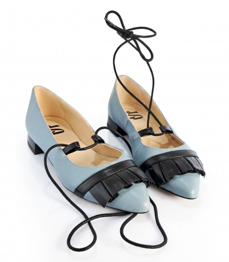 Vosso Moda Manoletina piel azul con flecos