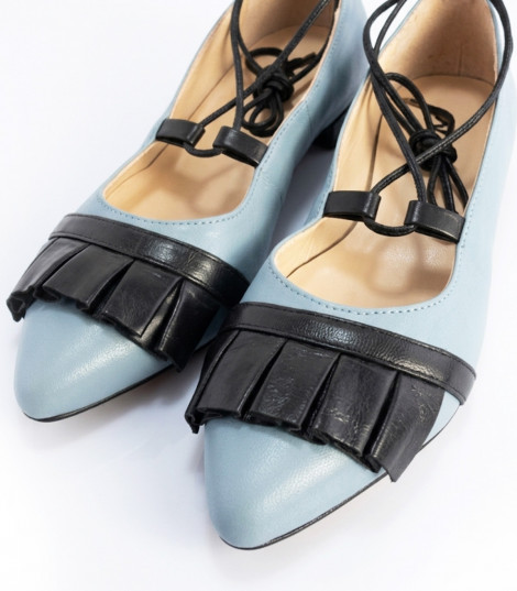 Vosso Moda Manoletina piel azul con flecos