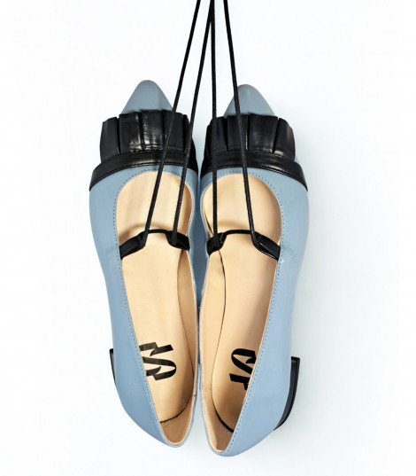 Vosso Moda Manoletina piel azul con flecos