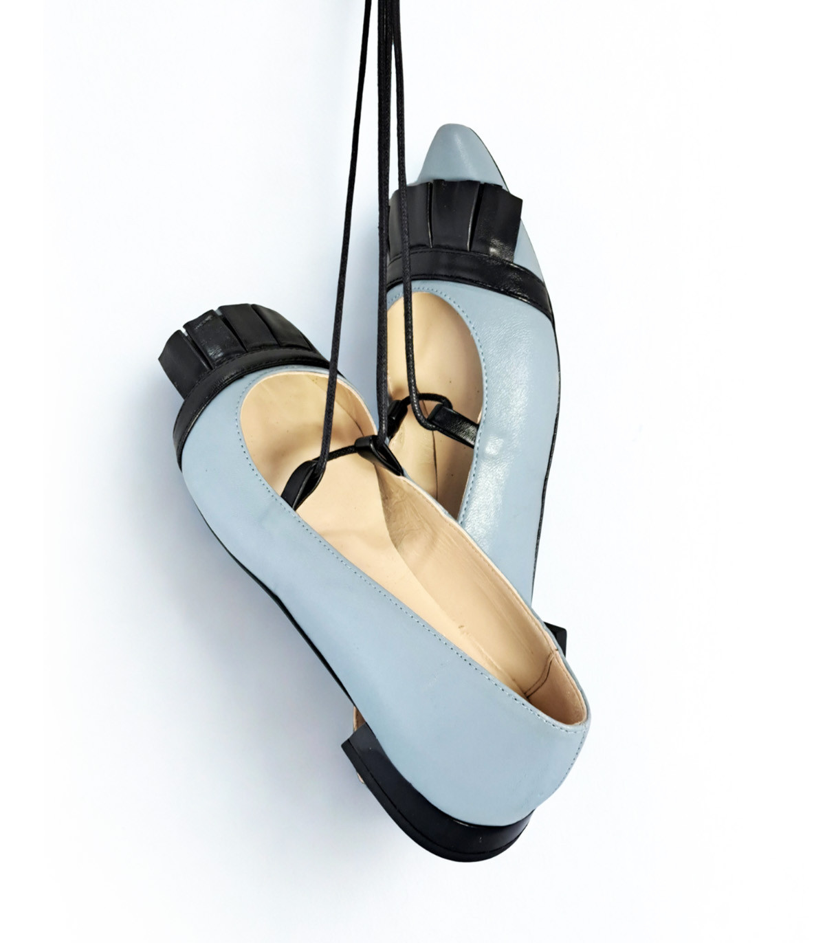 Vosso Moda Manoletina piel azul con flecos