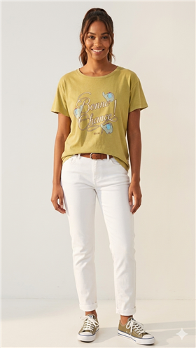 Dixie Camiseta color mostaza con estampado de elefantes