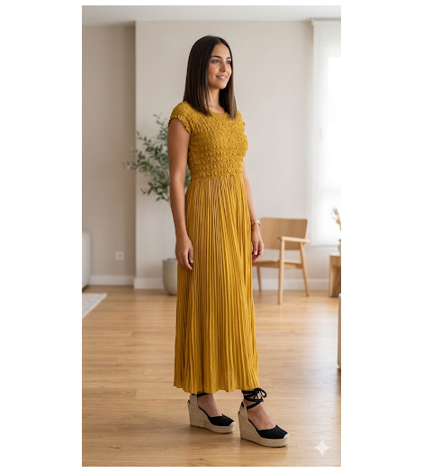 Dixie Vestido largo sin mangas cobre panelado