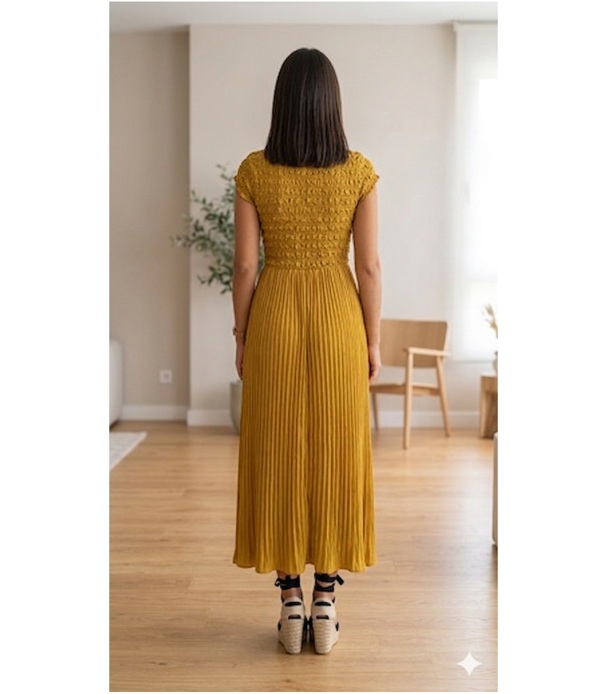 Dixie Vestido largo sin mangas cobre panelado