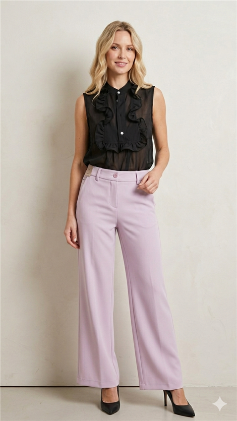 Dixie Blusa negra con volante frontal