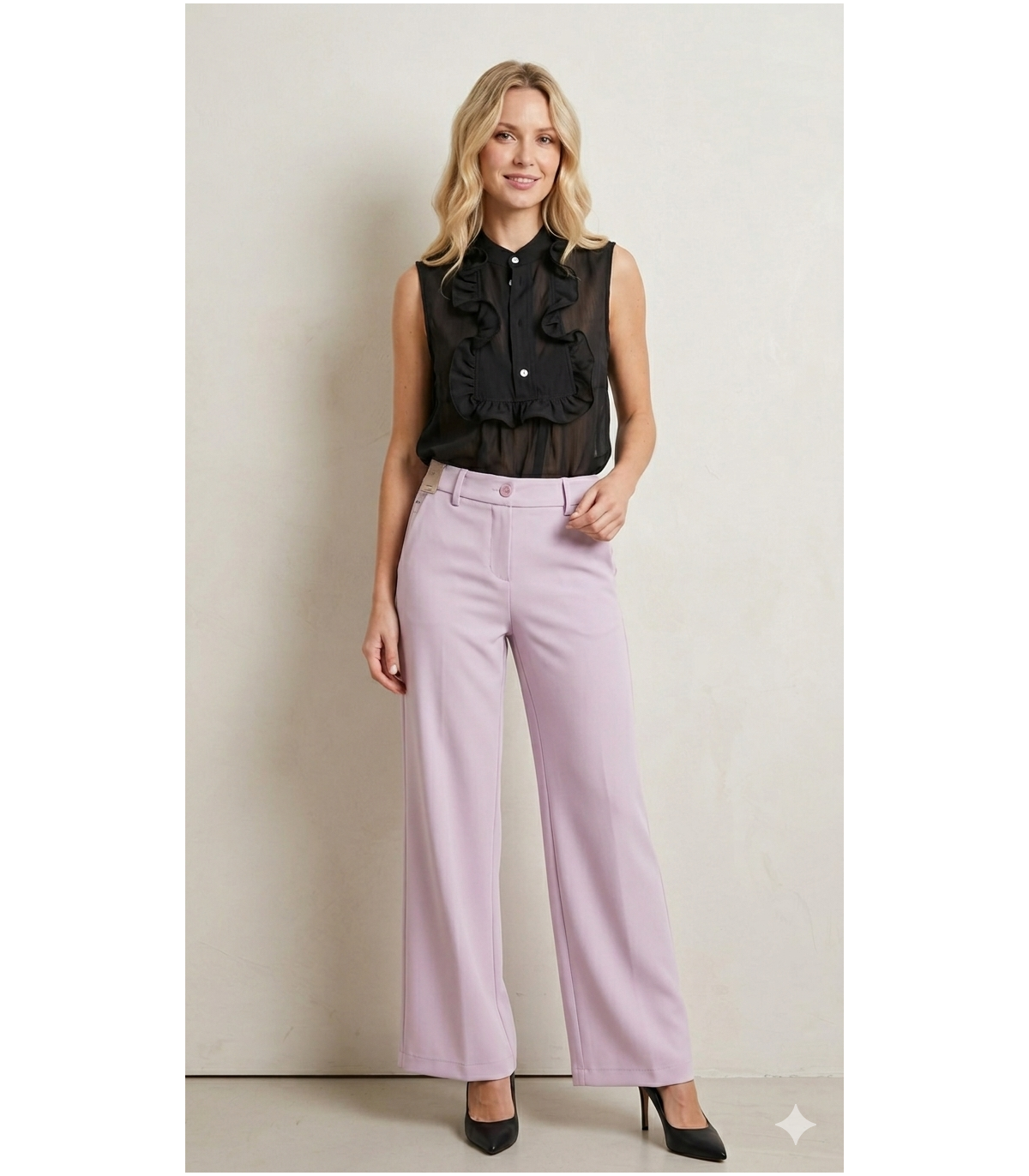 Dixie Blusa negra con volante frontal