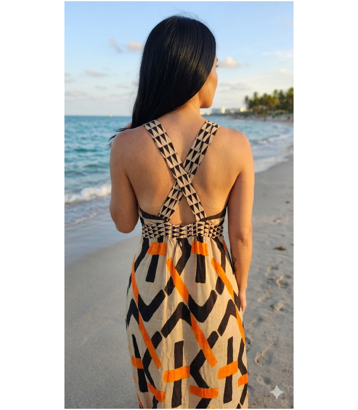 Dixie Vestido largo estampado con cinta cruzada