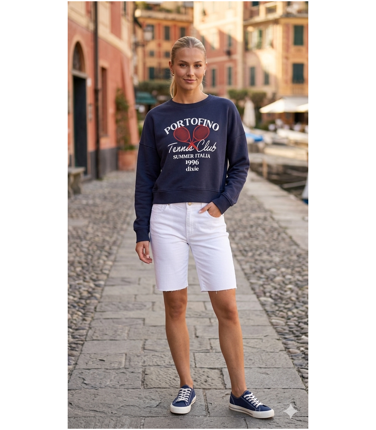 Dixie Sudadera marino con estampado deportivo