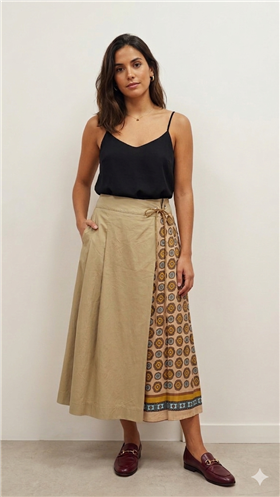 Dixie Falda midi de bloques estampada