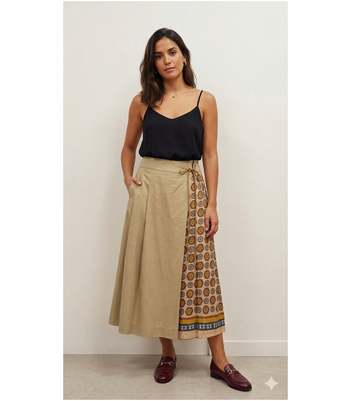 Dixie Falda midi de bloques estampada