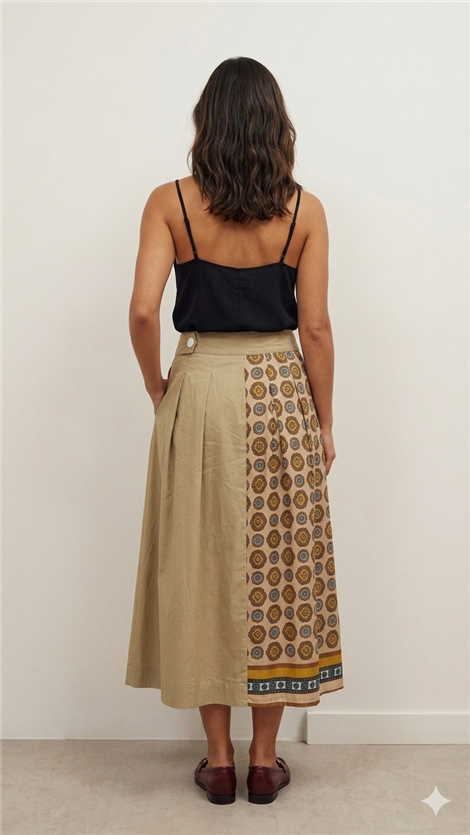 Dixie Falda midi de bloques estampada