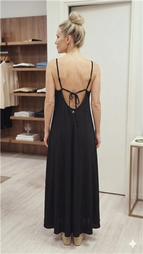 Dixie Vestido negro liso de tirantes