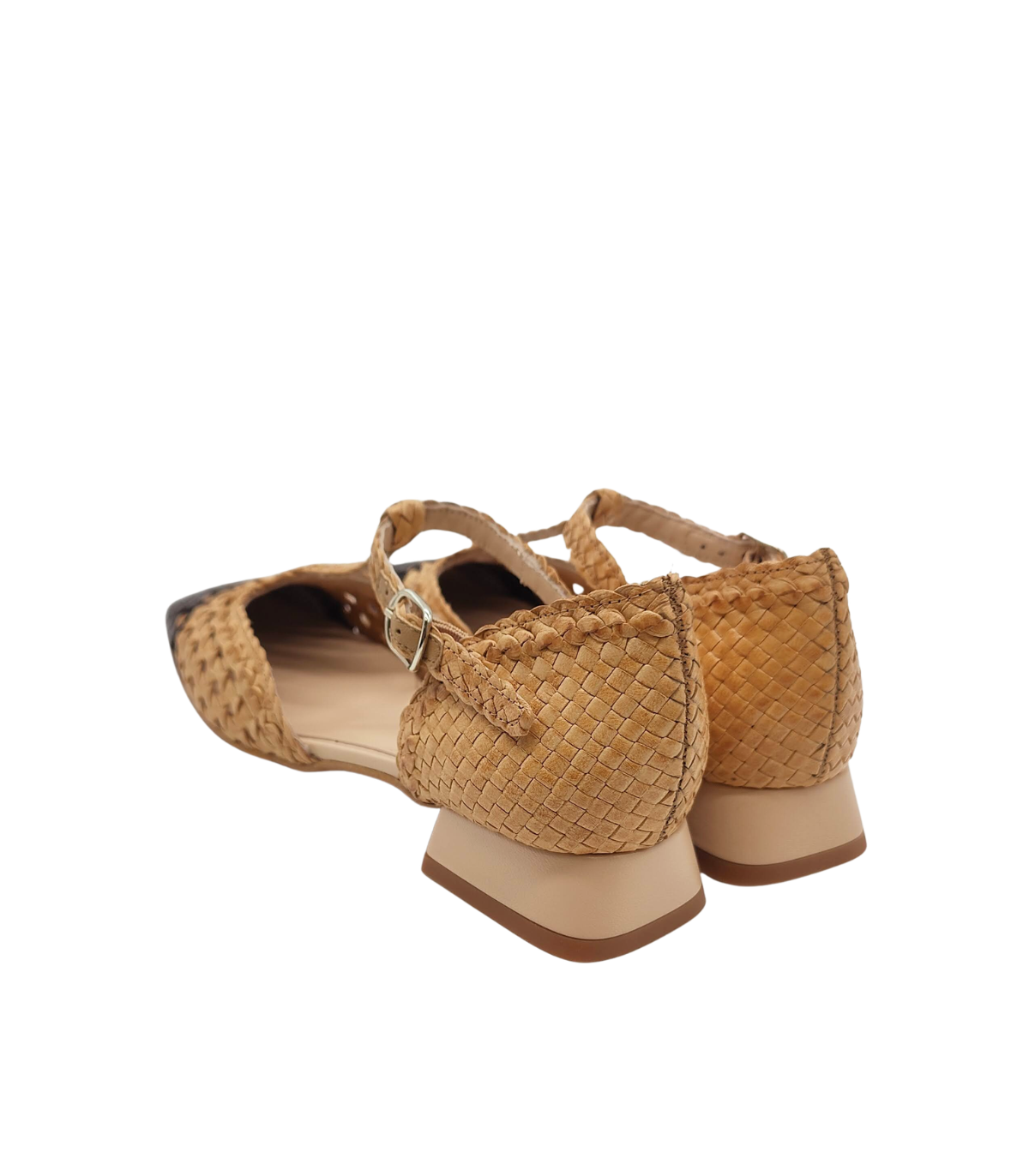 Vera Rebato Zapato bicolor de rafia natural