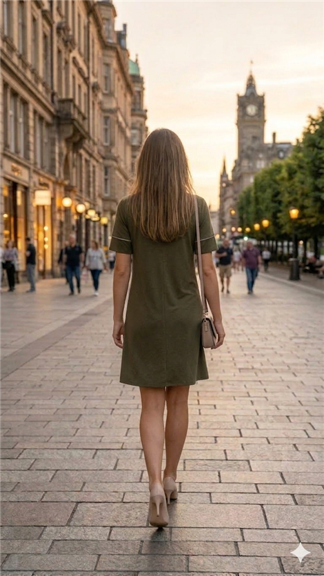 Markup Woman Vestido corto verde militar con strass