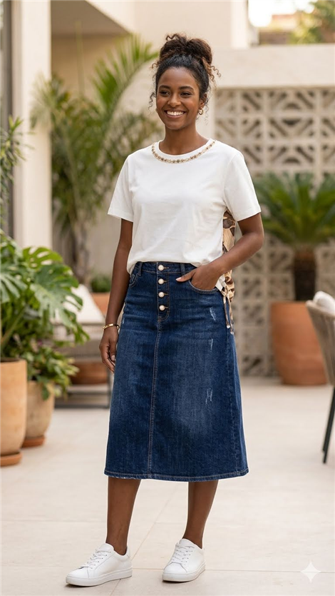 Markup Woman Camiseta con estampado y collar bordado