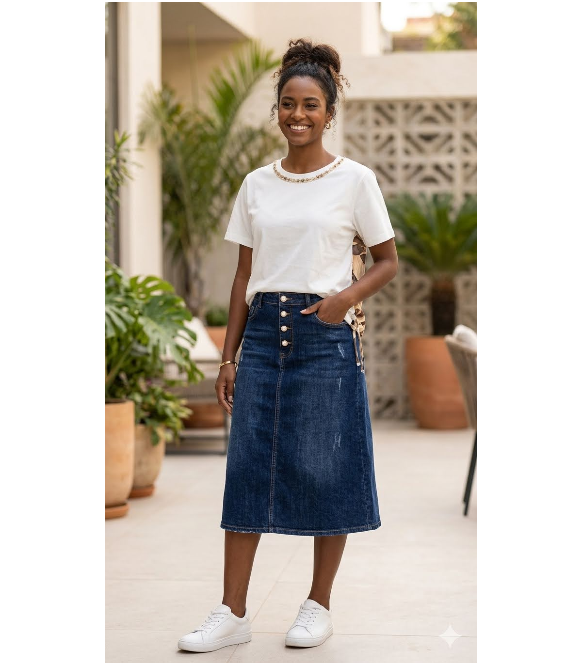 Markup Woman Camiseta con estampado y collar bordado