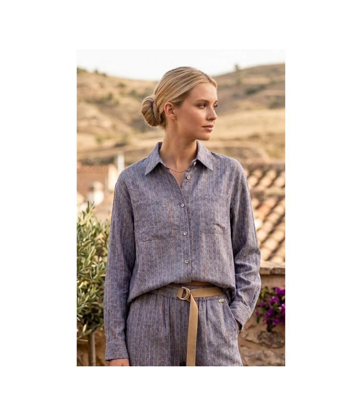 Markup Woman Camisa de lino con estampado rayas