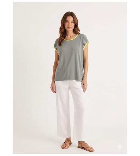 Gerry Camiseta kaki Gina con detalle neón