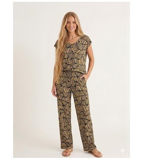 Gerry Pantalón palazzo estampado abstracto de rayas