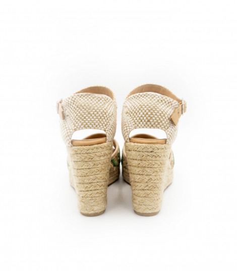 Vosso Moda Cuña con lentejuelas multicolor y ribete beige