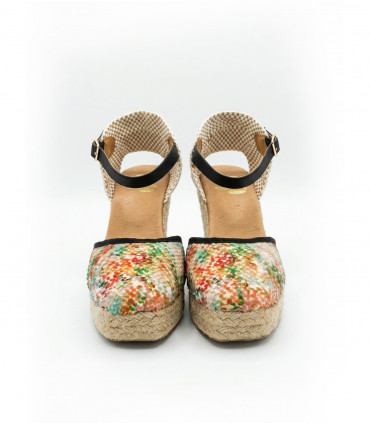 Vosso Moda Cuña con lentejuelas multicolor y ribete negro