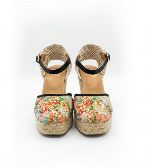 Vosso Moda Cuña con lentejuelas multicolor y ribete negro