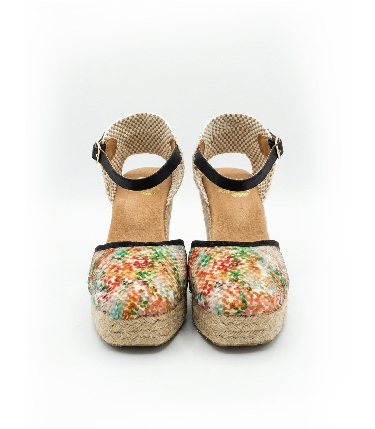 Vosso Moda Cuña con lentejuelas multicolor y ribete negro