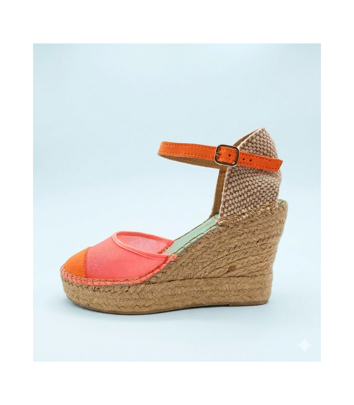 Star Love Cuña de malla coral con puntera en serraje