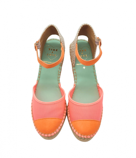 Star Love Cuña de malla coral con puntera en serraje