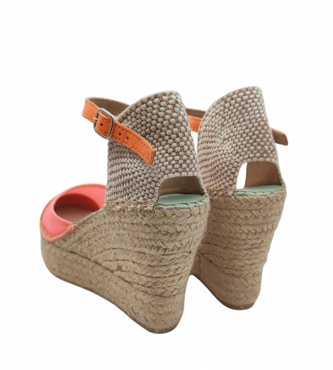 Star Love Cuña de malla coral con puntera en serraje