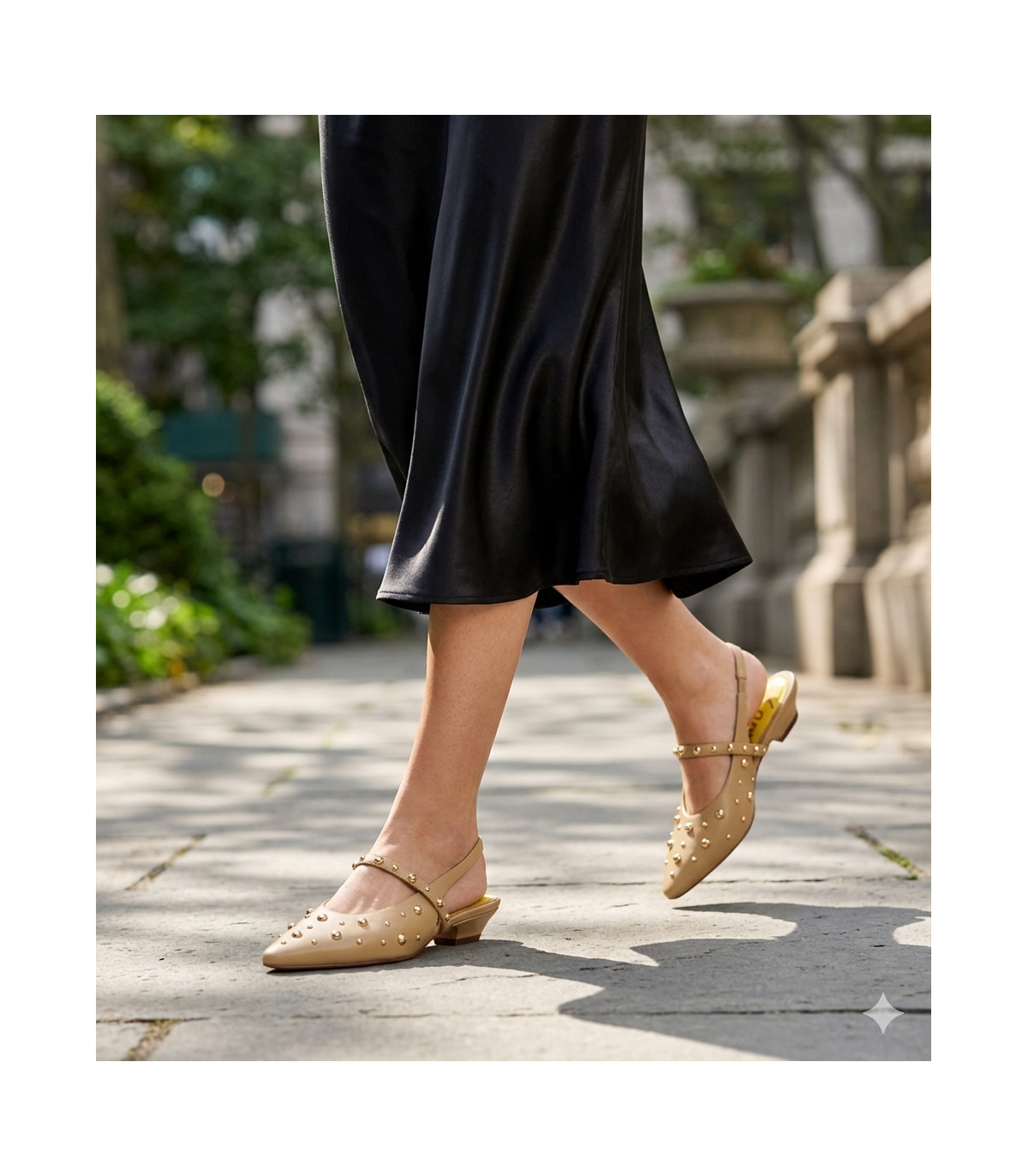 Vosso Moda Manoletina color pistacho de piel con tachas