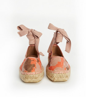 Vosso Moda Cuña baja camuflaje naranja con lazada