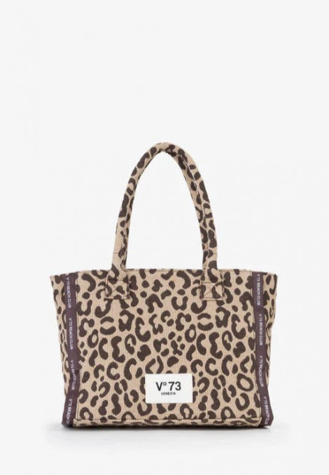 V73 Bolso shopping Ilene beige print