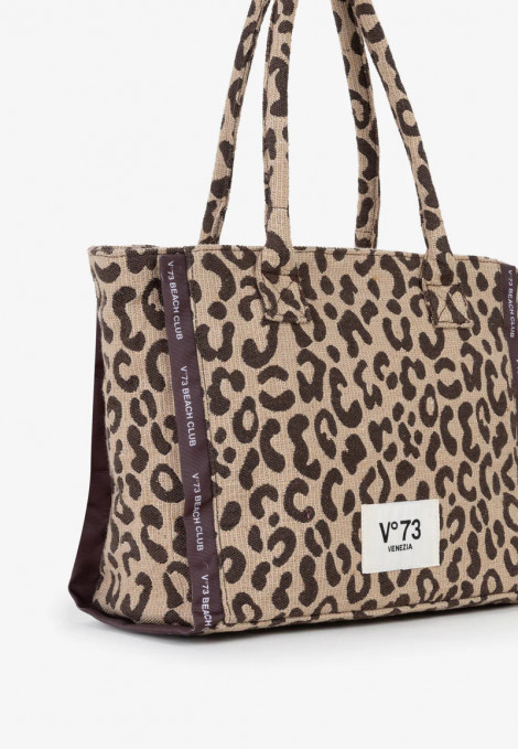 V73 Bolso shopping Ilene beige print
