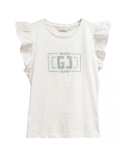 GAUDI Camiseta con mangas avolantadas y detalle strass
