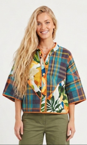 Orfeo Chaqueta multicolor de manga murciélago