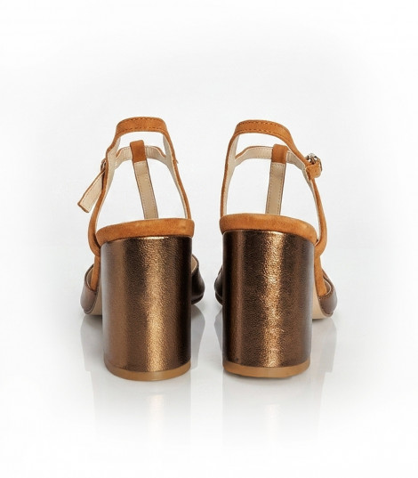 Vosso Moda Sandalias en piel y ante color teja