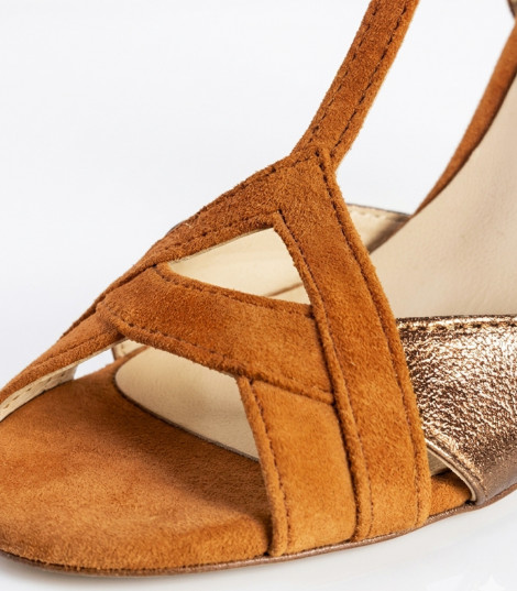 Vosso Moda Sandalias en piel y ante color teja