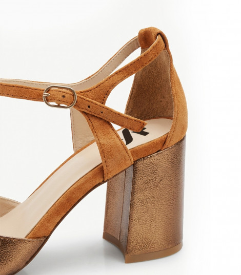 Vosso Moda Sandalias en piel y ante color teja