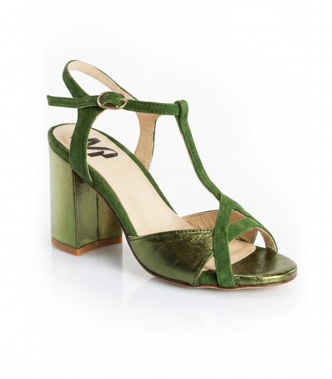 Vosso Moda Sandalias en piel y ante esmeralda