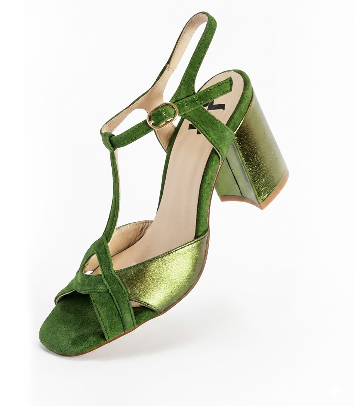 Vosso Moda Sandalias en piel y ante esmeralda