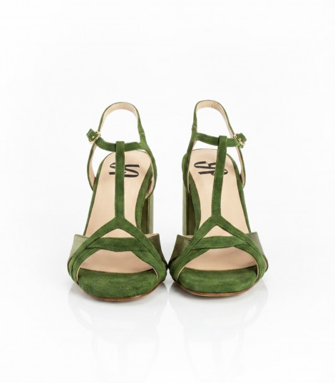 Vosso Moda Sandalias en piel y ante esmeralda