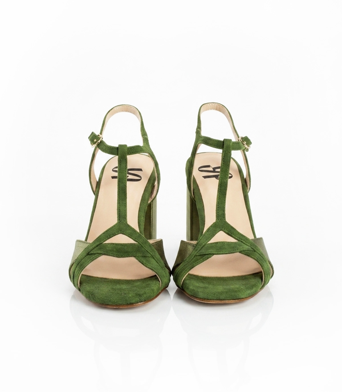 Vosso Moda Sandalias en piel y ante esmeralda