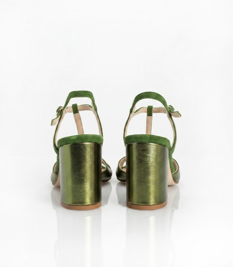 Vosso Moda Sandalias en piel y ante esmeralda