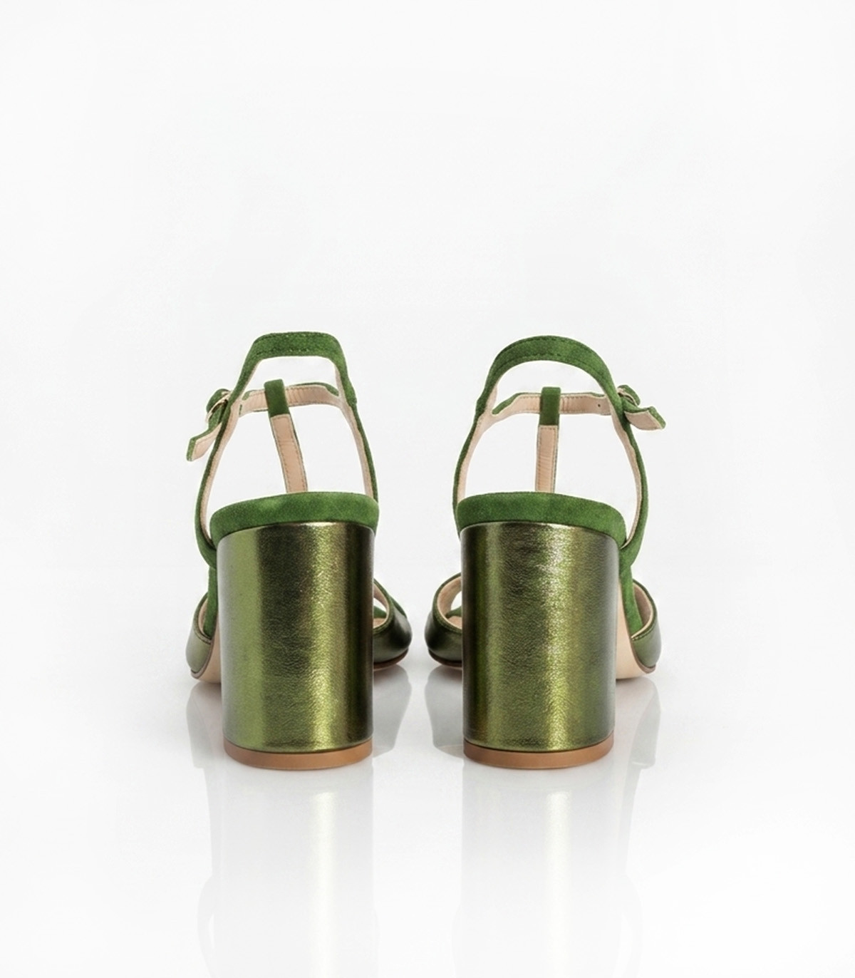 Vosso Moda Sandalias en piel y ante esmeralda