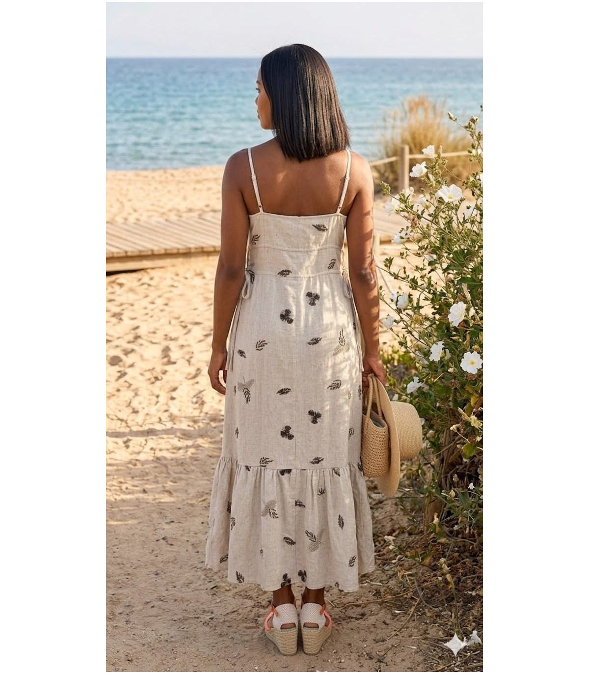 GL Vestido largo de tirantes y lentejuelas