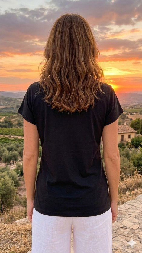 GL Blusa color negro con collar decorativo