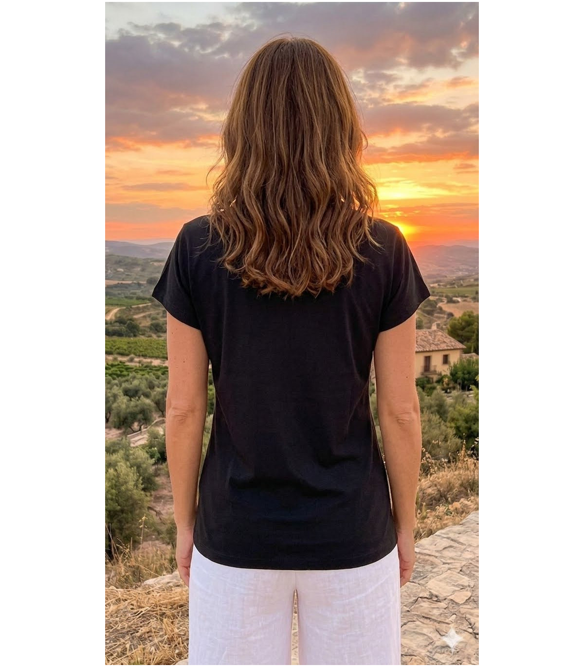 GL Blusa color negro con collar decorativo