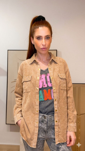 GYS Sobrecamisa marrón con detalle joya