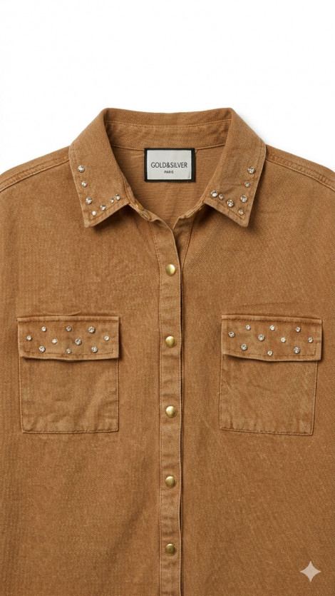 GYS Sobrecamisa marrón con detalle joya