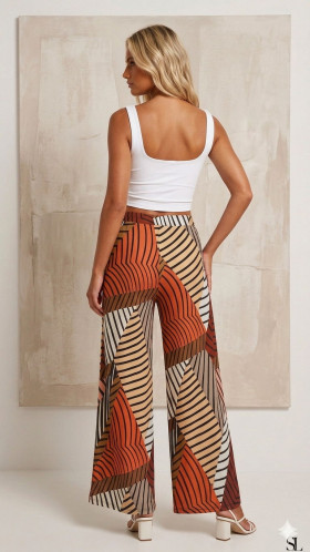 Malena Pantalón fluido estampado de rayas discontinuas